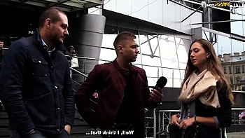 threesome in nature with cute blonde hooker