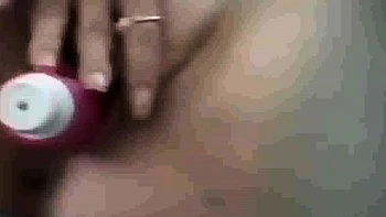 peeking at my stepsister as she toys on bed