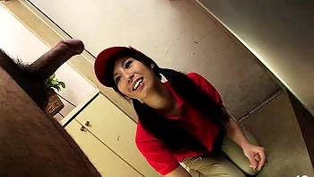 Petite Japanese Delivery Girl 18 tricked to Fuck by old Guy