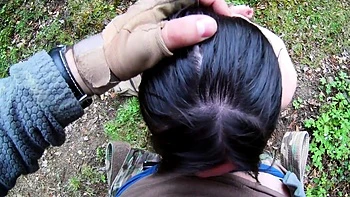 Mountain Blowjob with a Kinky Brunette