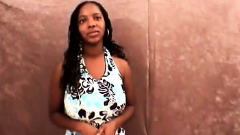 Naughty busty ebony babe sucking