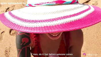 Nora Redmain - Naughty Beach Weekend Giving Head On Public Beach Trailer