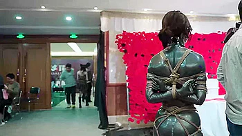 Chinese public supension bondage in latex