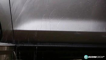 Big-boobed soloing brunette Vee VonSweets plays with her shaved pussy