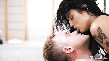 Passionate skinny brunette Vanessa Sky impaled by large wiener