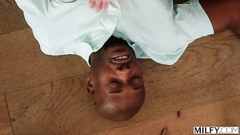 Hard dick-riding with a white model Angelina Moon and a black guy