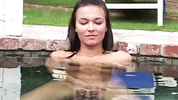 Outdoor solo masturbation with a long-legged brunette Crissy Moon