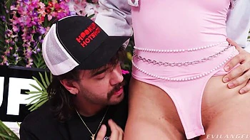 Inked lover with a big cock fucked a hot brunette Beca Barbie