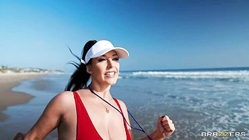 Beautiful busty brunette Angela White rammed in the cowgirl pose