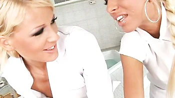 Sexy as hell blondes Sandy Fantasy and Dorina love pussy-licking