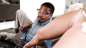 Beautiful interracial dick-riding with a hot redhead chick Stella Luxx