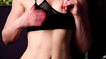 Aesthetic blonde Nata touches her wet shaved pussy in close-up