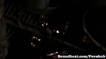 Fine-looking girl at bondage movie