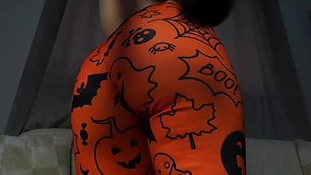 Camel Toe Pussy In Indian Big Ass Wife Halloween Leggings Doing Then Masturbating And Playing With Her Big Tits