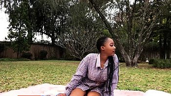 Big booty Ebony MILF outdoor picnic POV blowjob and hot fuck