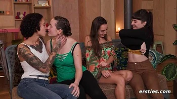 Ersties: Hot Lesbians Group Kissing Compilation