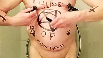 Satan slave eats his own scat during enema session