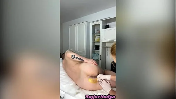 SugarNadya saw such giant balls for the first time! Pubic and Anus Waxing