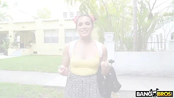 Asian Cutie Hops On The Bus