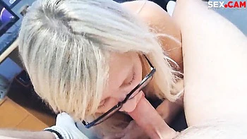 Blonde Baby Girl Gets Deep Throat and Balls Licked