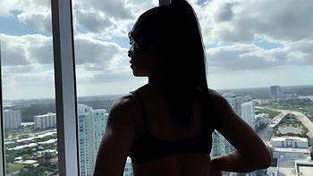 Masked Latina in Sexy Black Lingerie