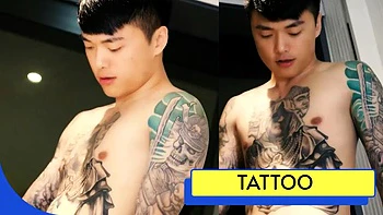 Tattooed boy gets raw fucked with blowjob and doggy