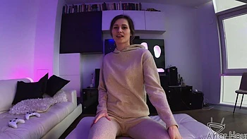 Brunette Josie fingers her pussy and tits hardcore