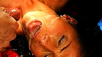 Hardcore ffm blowjob and doing handjob