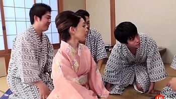 Hikaru Kirishima's Kimono Blowjob & Hardcore Gangbang
