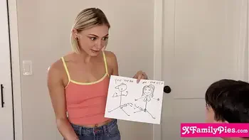 Cum dripping from teen stepsisters Chloe Temple pussy and she turned to for more