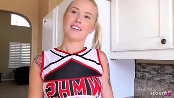 Pigtails Cheerleader Teen Layla Love with Round Ass get Fucked by Step-Dad