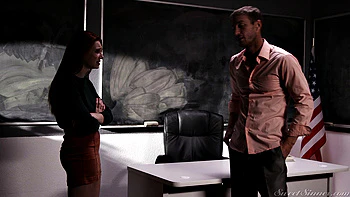 Blonde Student Fucked Cowgirl in Classroom