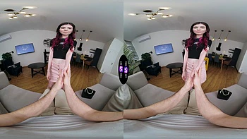 Skinny teen Luna Lynx rides cock in reverse cowgirl pov vr