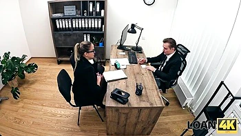 Loan4k featuring Jennifer Mendez and Stanley Johnson's sex toy testing scene