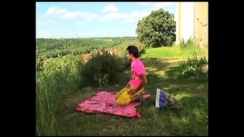 Thick Redhead Granny Gets Cum on Her Big Tits Outdoor