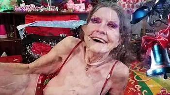 Christmas Facial with Sexy Sandra - Hardcore GILF Granny Fuck