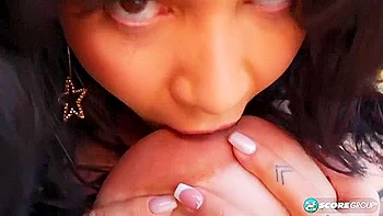 Big Tits Milf Strips and Shows Her Tattooed Ass