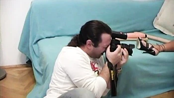 Skinny Clara G. masturbates solo with dildo and big tits