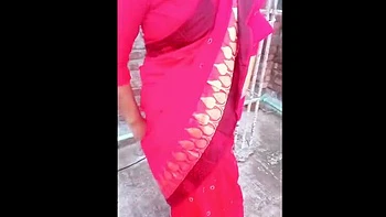 Indian Bhabhi in Red Saree Gets Hard Fuck & Dirty Talk
