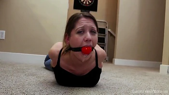 Brunette Gagged & Bound in Latex BDSM Humiliation