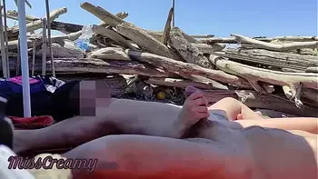 Risky Public Blowjob on the Canary Beach Caught with intense orgasm - MissCreamy