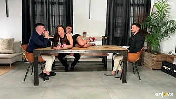 3 Huge Cocks Gangbang Tight Teen Slut with Rough Anal & Squirts