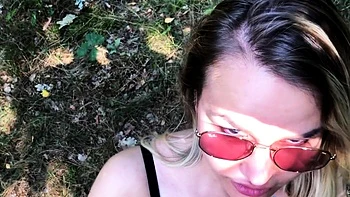 Blonde Babe's Risky Public Blowjob