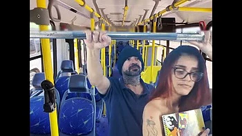 Brunette Glasses Babe Gets Anal Creamed on Public Transport