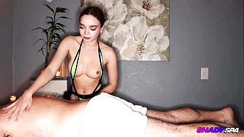 Eli Thomas Gives Petite Brunette Handjob and Blowjob