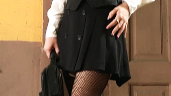 Sexy secretary rides and deep throats with cum in mouth