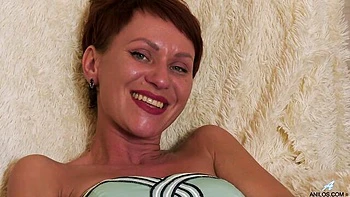 Shaved redhead milf with tight ass in panties