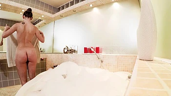 Man fucks cute Lady Bug soapy in bathroom