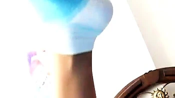 Serena 18 jerks off with big tits in bedroom