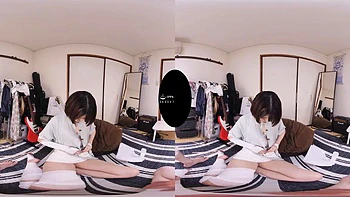 Asian Babe Spreads Legs and Flashes in Japanese VR Bondage